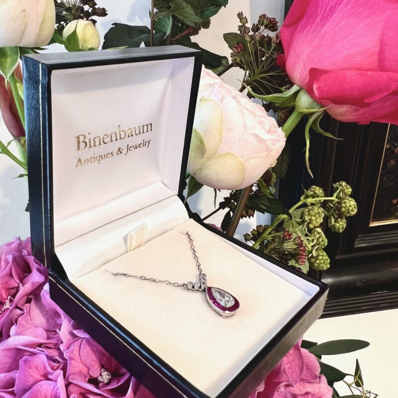 Diamond Ruby Platinum Pear-Shape Necklace 8543-1915 - Image 2