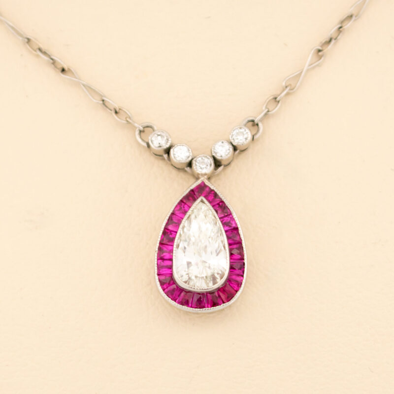 Diamond Ruby Platinum Pear-Shape Necklace 8543-1915 - Image 3