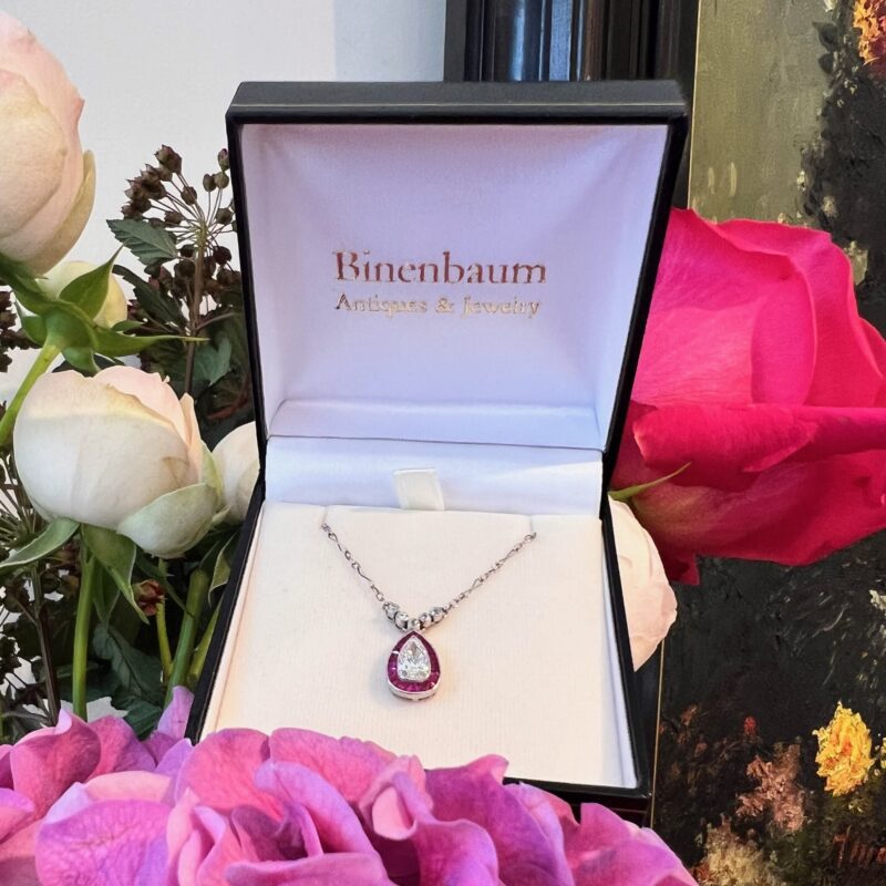 Diamond Ruby Platinum Pear-Shape Necklace 8543-1915 - Image 4
