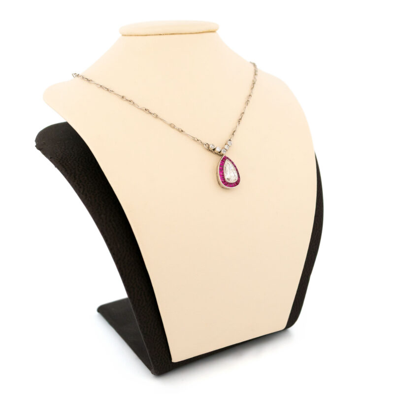 Diamond Ruby Platinum Pear-Shape Necklace 8543-1915 - Image 5