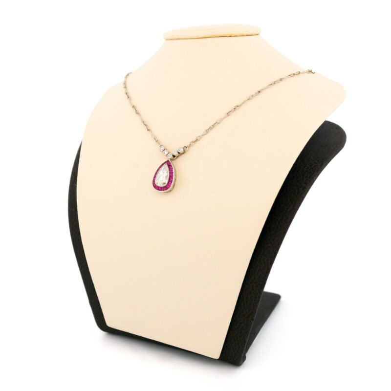 Diamond Ruby Platinum Pear-Shape Necklace 8543-1915 - Image 6