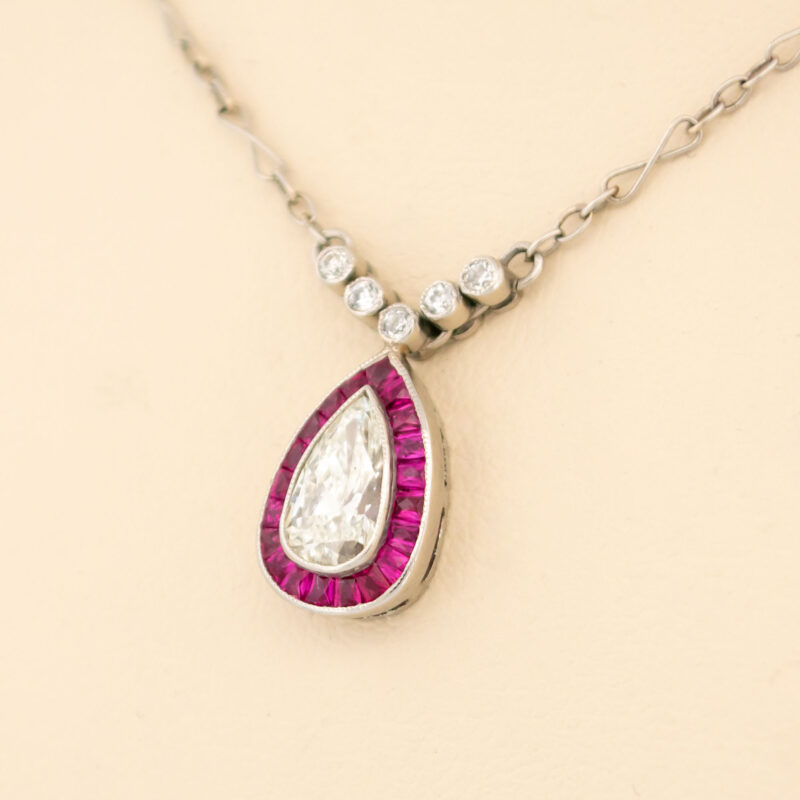 Diamond Ruby Platinum Pear-Shape Necklace 8543-1915 - Image 7