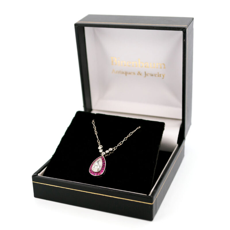Diamond Ruby Platinum Pear-Shape Necklace 8543-1915 - Image 8