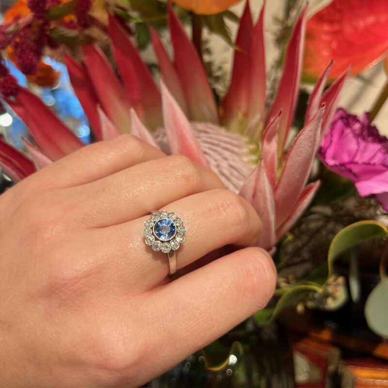 Saffier Diamant Platina Cluster Ring 7935-4780 - Afbeelding 2