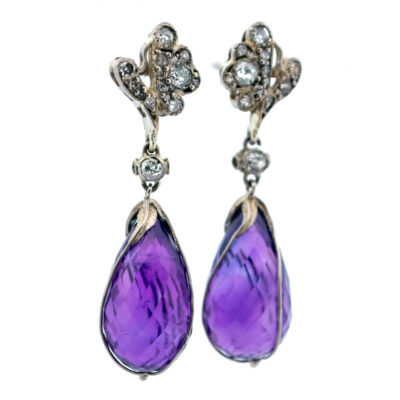 Amethyst Diamond 14k Drop Earrings 10135-7085 Image2