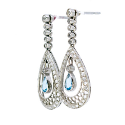 Aquamarine Diamond Platinum Drop Earrings 10234-2237 Image2