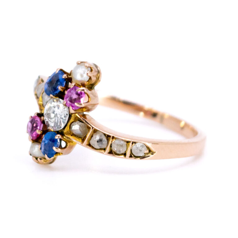 Diamond Pearl Ruby Sapphire 18k Multi-Gemstone Ring 10242-2245 Image2