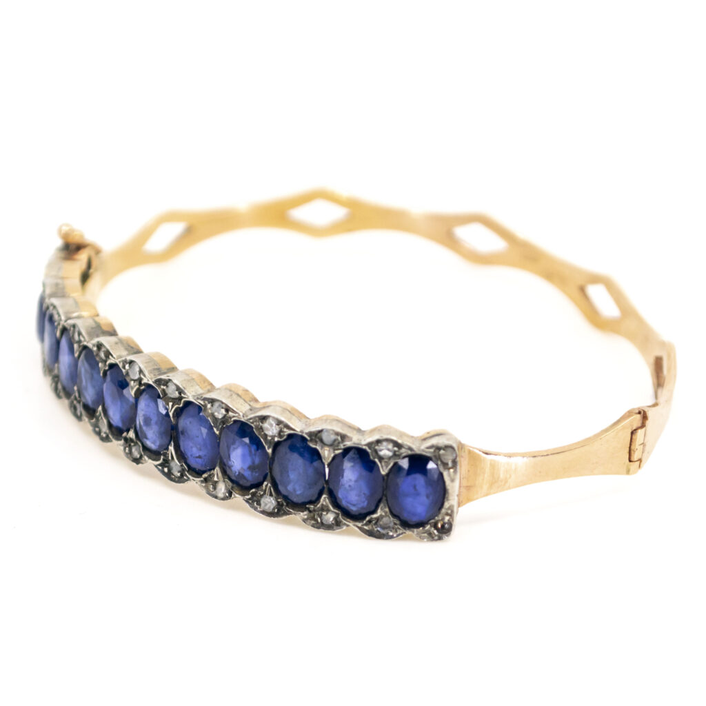 Diamond Sapphire 9k Silver Row Bracelet 10343-6542 Image2