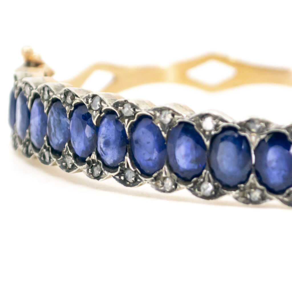 Diamond Sapphire 9k Silver Row Bracelet 10343-6542 Image3