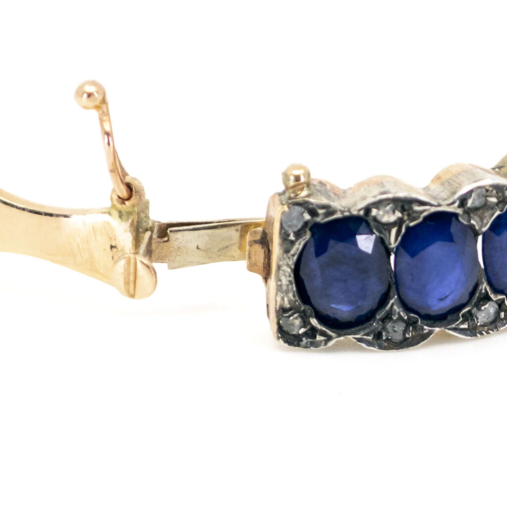 Diamond Sapphire 9k Silver Row Bracelet 10343-6542 Image4