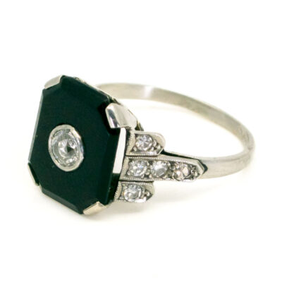 Diamond Onyx Platinum Octagon-Shape Ring 10492-6238 Image2
