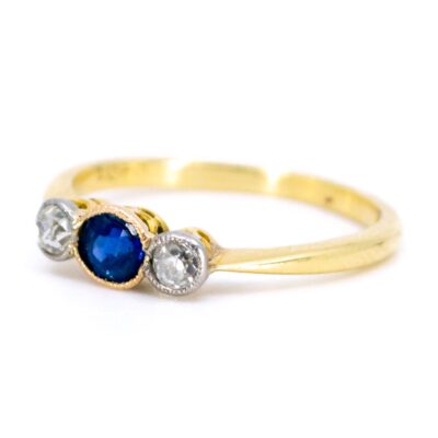 Diamond Sapphire 18k Trilogy Ring 10615-6244 Image2