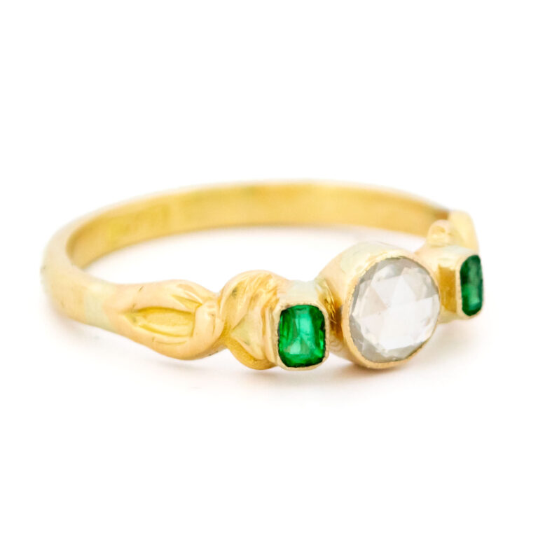 Diamond Emerald 18k Antique Ring 10677-6679 Image3