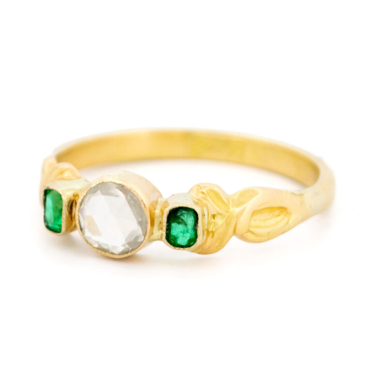 Diamond Emerald 18k Antique Ring 10677-6679 Image4