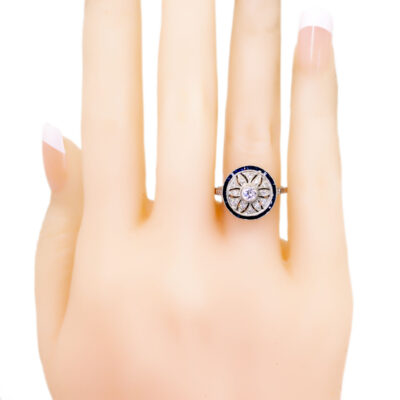 Diamond Sapphire Platinum Cluster Ring 10876-5008 Image5