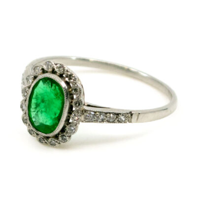 Emerald Diamond Platinum Cluster Ring 10880-5012 Image2