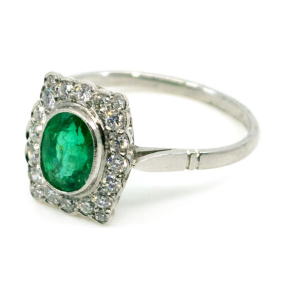 Diamond Emerald Platinum Oval-Shape Ring 10881-5013 Image2