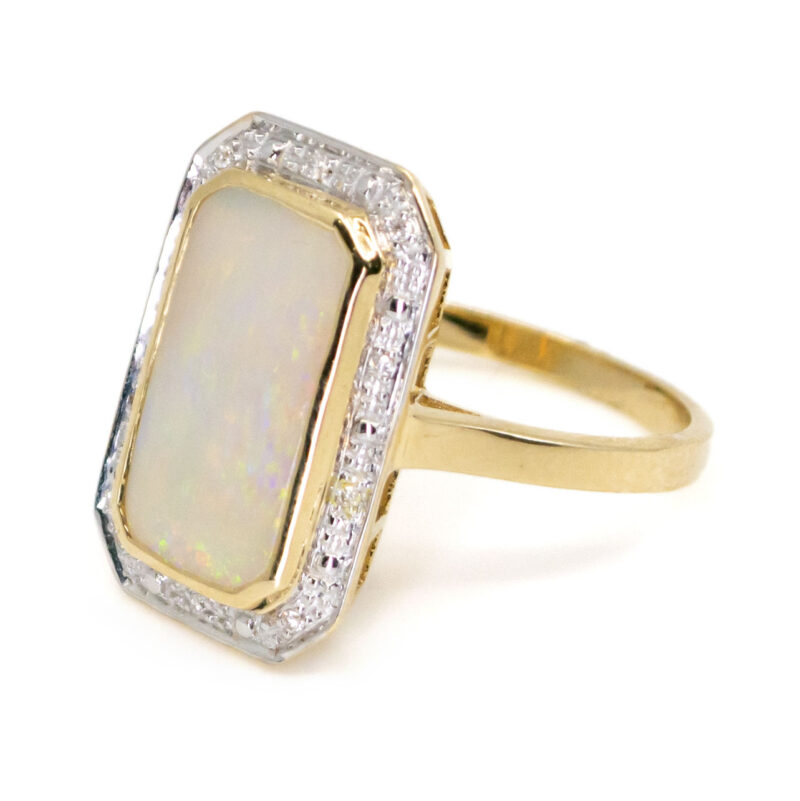 Rechteckiger 14-Karat-Ring mit Opaldiamant 11000-0174 Bild 2