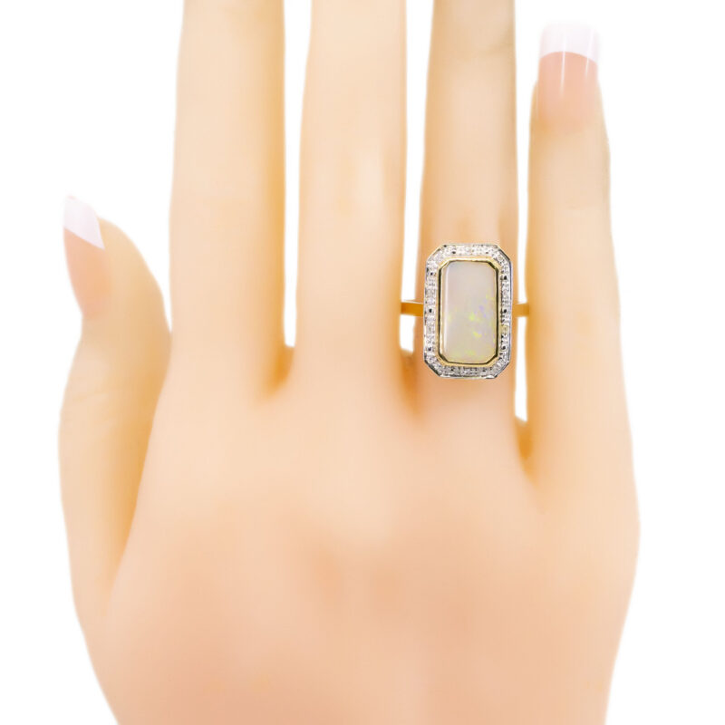 Rechteckiger 14-Karat-Ring mit Opaldiamant 11000-0174 Bild 5