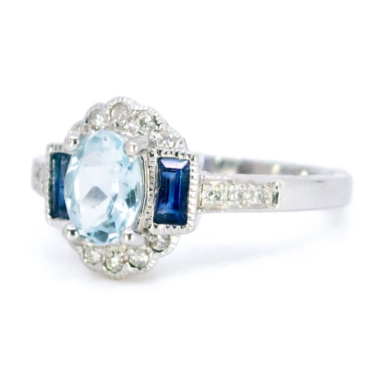 Aquamarine Diamond Sapphire 14k Ring 11010-0184 Image2