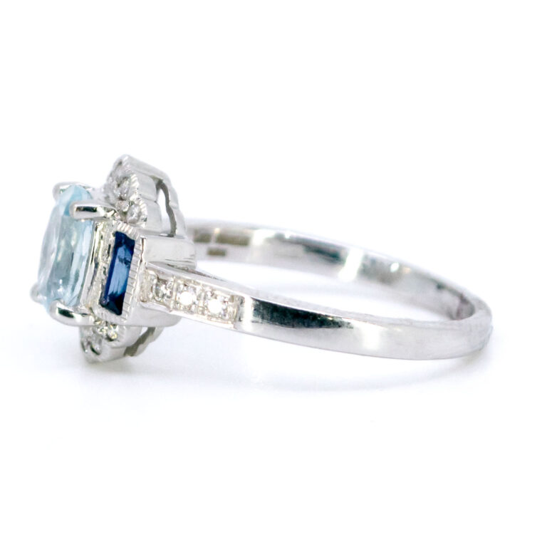 Aquamarine Diamond Sapphire 14k Ring 11010-0184 Image3