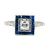 Diamond Sapphire Platinum Square-Shape Ring 11142-0106 Image1