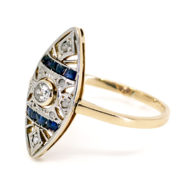 Diamond Sapphire 18k Marquise-Shape Ring 11218-2215 Image2