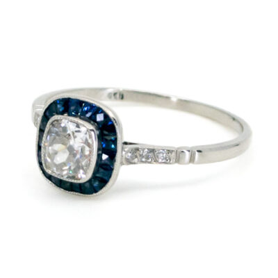 Diamond Sapphire Platinum Target Ring 11220-1964 Image2