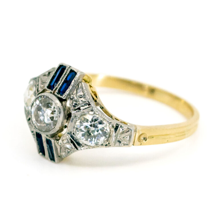 Diamond Sapphire 18k Platinum Deco Ring 11510-2295 Image2