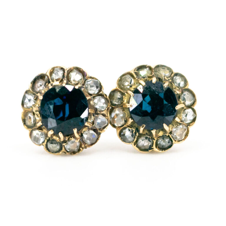 Sapphire Diamond 18k Antique Earrings 11520-2305 Image1