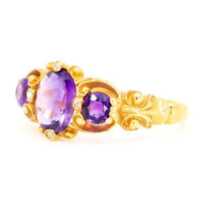 Amethyst Diamond 18k Trilogy Ring 11752-7201 Image2