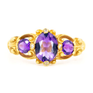 Amethyst Diamond 18k Trilogy Ring 11752-7201 Image1