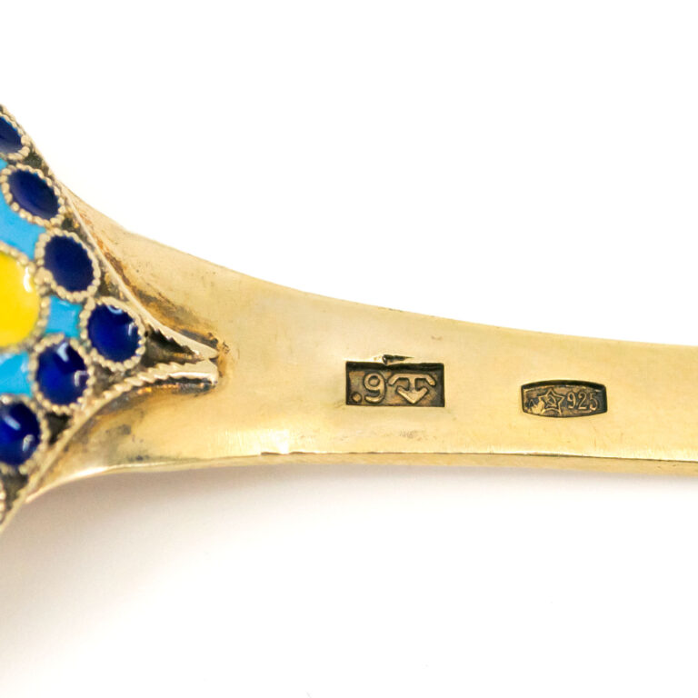 Enamel Silver-Gilt Cloissoné Spoon Set 11794-2854 - Image 6