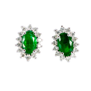 Emerald Diamond 18k Stud Earrings 12071-7324 Image1