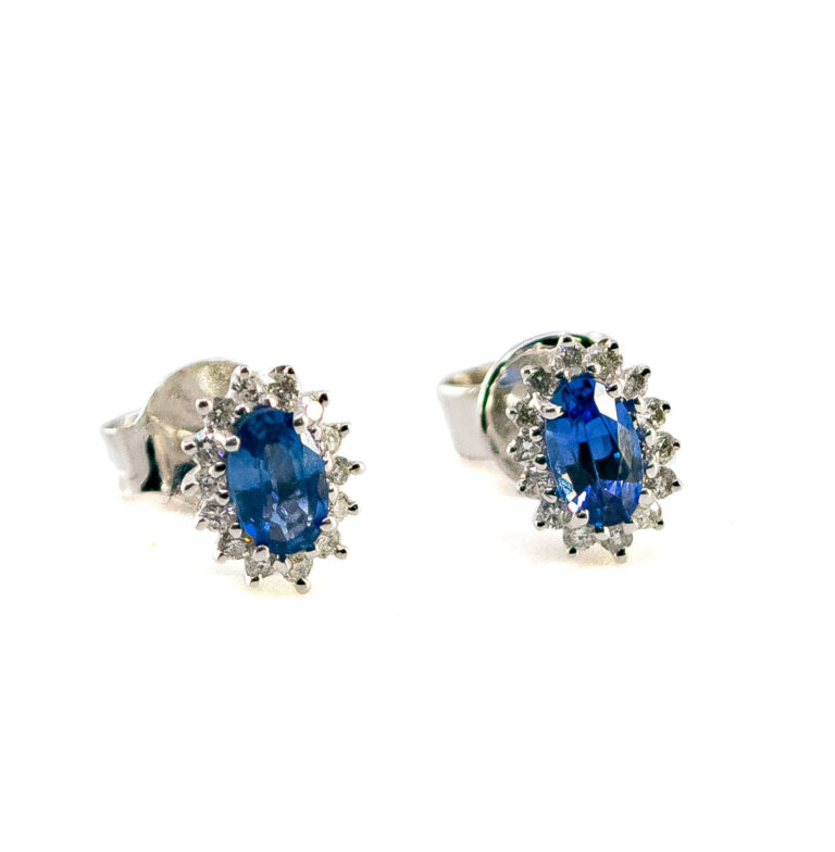 Sapphire Diamond 18k Cluster Earrings 12073-7326 Image1