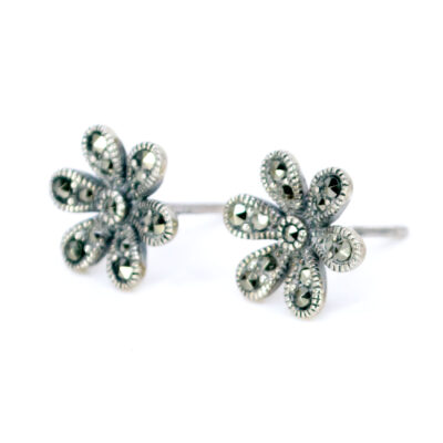 Marcasite (Pyrite) Silver Stud Earrings 12097-7345 Image2