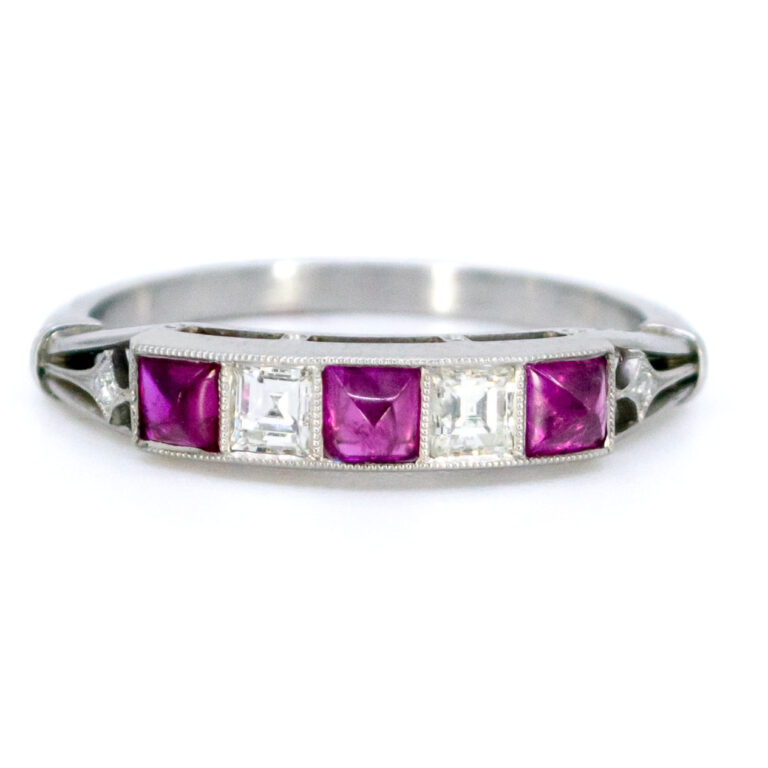 Diamond Ruby Platinum Row Ring 12326-2328 Image1