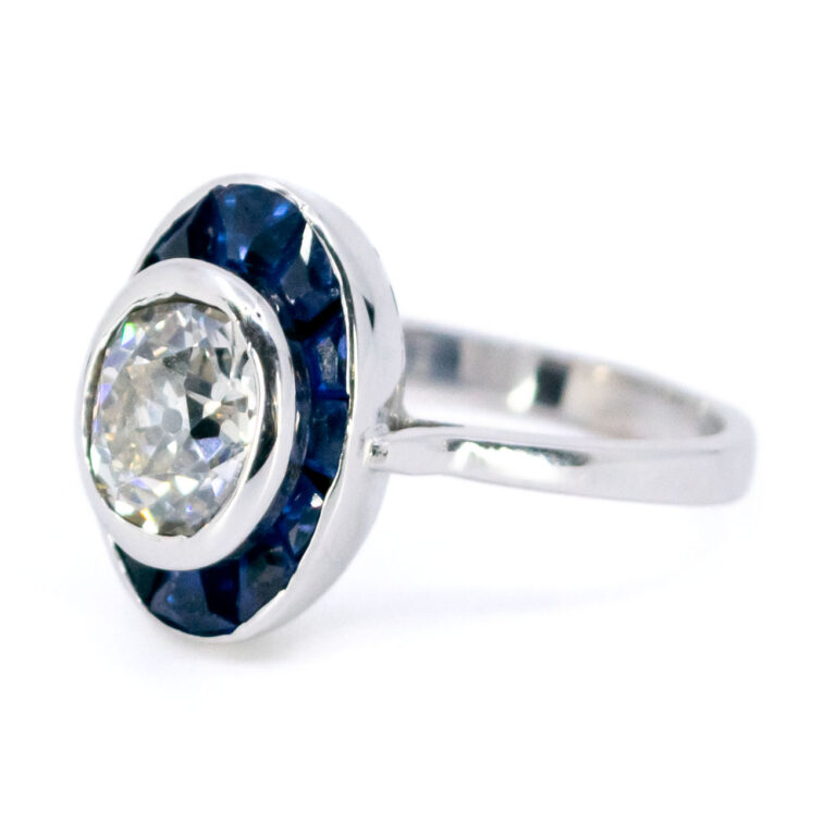 Diamond Sapphire 18k Halo Ring 12785-7050 Image2