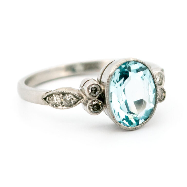 Aquamarine Diamond Platinum Solitaire Ring 12832-5043 Image3