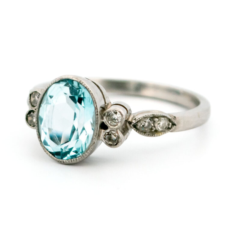 Aquamarine Diamond Platinum Solitaire Ring 12832-5043 Image4