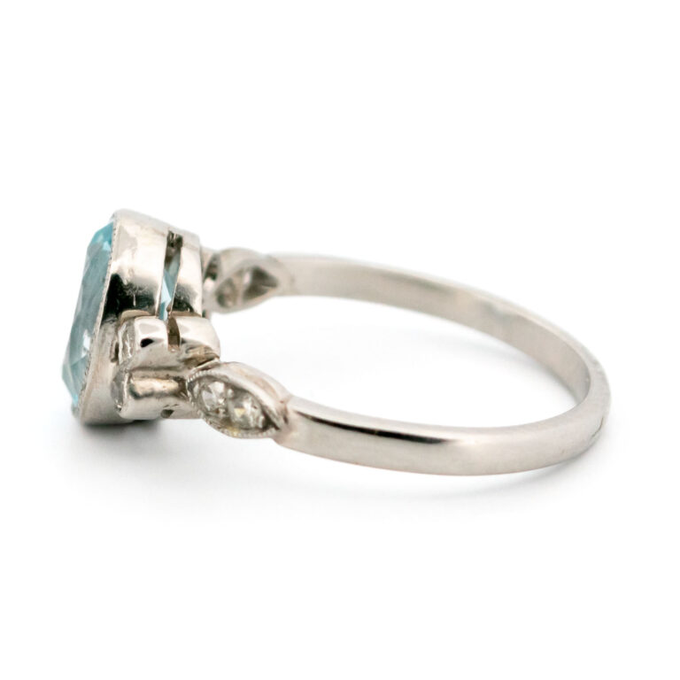 Aquamarine Diamond Platinum Solitaire Ring 12832-5043 Image5