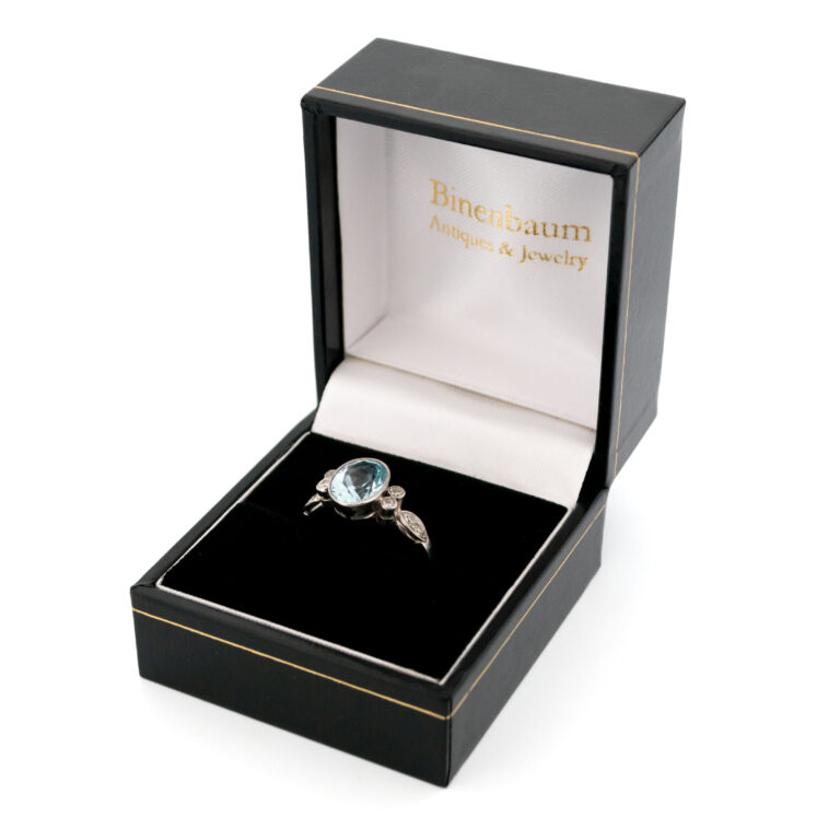 Aquamarine Diamond Platinum Solitaire Ring 12832-5043 - Image 7