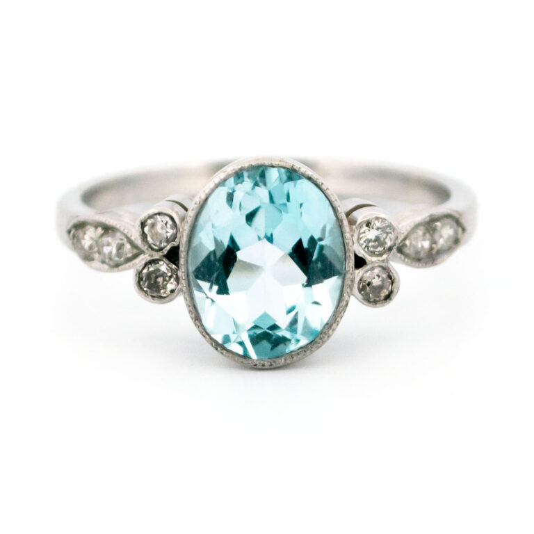 Aquamarine Diamond Platinum Solitaire Ring 12832-5043 Image1