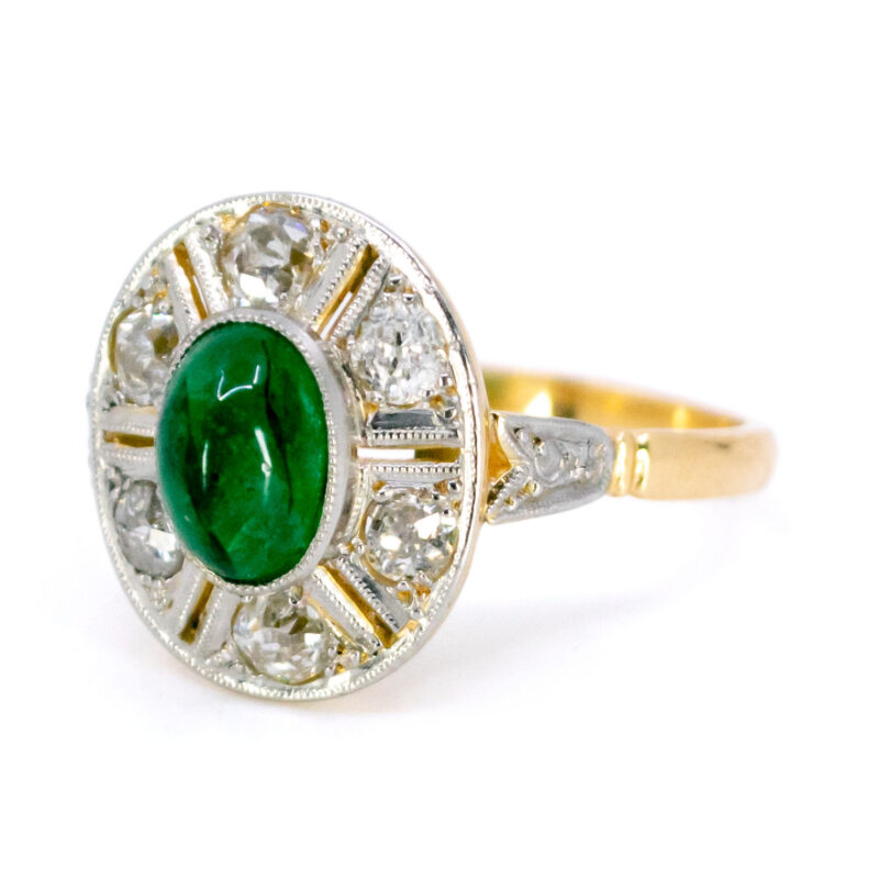 Smaragd diamanten 18k clusterring 12841-2370 Afbeelding2