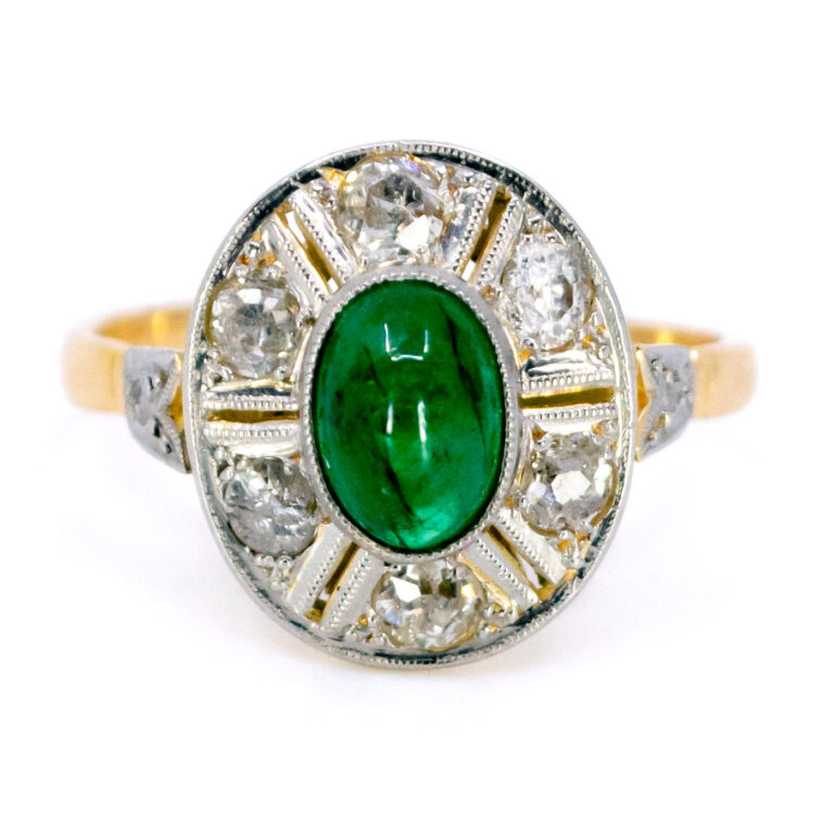 Emerald Diamond 18k Cluster Ring 12841-2370 Image1