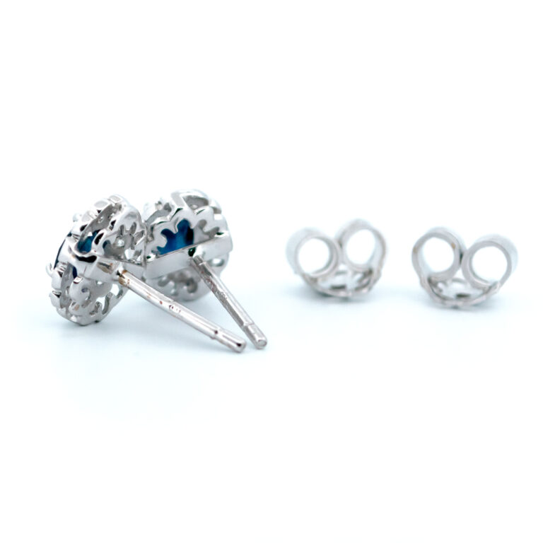 Diamond Sapphire 18k Cluster Earrings 12887-8063 Image5