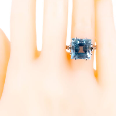 Aquamarine Diamond 14k Solitaire Ring 12917-8131 Image2