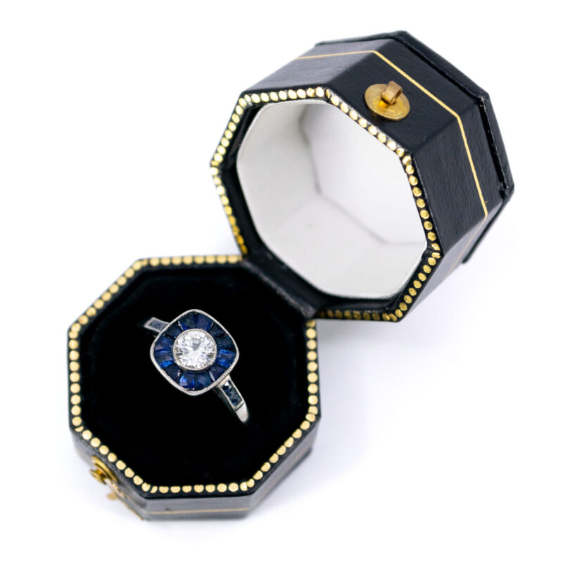 Diamanten saffier platina clusterring 13187-5055 Afbeelding5