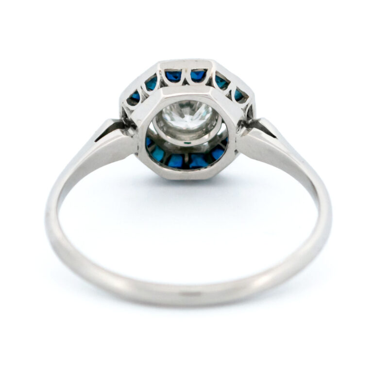 Diamond Sapphire Platinum Halo Ring 13190-5058 - Image 8