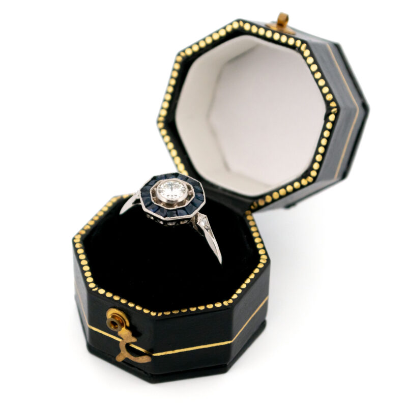 Diamanten saffier platina halo ring 13190-5058 - Afbeelding 4